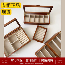 Spot zarahome counter wooden jewelry box jewelry ring box linen glass earring storage box