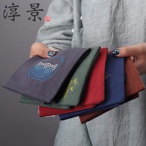 Absorbent cotton and hemp tea towel thickened Chinese style tea table tea mat towel tea table rag small
