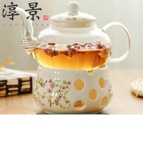 Teapot glass high temperature resistant thickened large-capacity teapot flower fruit teapot Heat-resistant candle heating cooking teapot