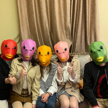 Douyin with sand monster fish mask Halloween fish ball green fish goldfish funny head cover animal performance