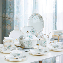 Golden bowl chopsticks home high-grade bone china set Bowl basin creative light luxury European style Jingdezhen hand stroke tableware combination