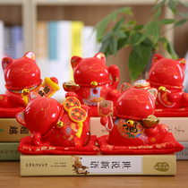 Zhaocai cat ornaments small ceramic shop opening gift cashier desk ornaments red hair cat