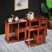 Solid Wood tea cabinet rosewood tea cabinet rack automatic tea table household movable tea car kettle integrated