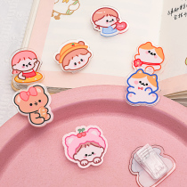 Cartoon series note clip transparent acrylic desktop message clip cute ins girl heart decoration photo clip hemp rope children kindergarten photo clip postcard clip 5 card book clip