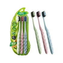 Brushing master barley toothbrush malt bamboo charcoal antibacterial ultra-fine soft hair adult household brush head 3 family clothes