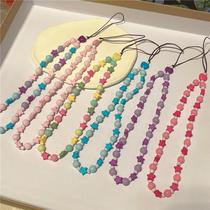 New Korean version of creative Bohemia acrylic star-shaped beaded mobile phone lanyard acrylic mobile phone chain for women