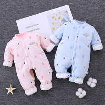 Baby jumpsuit autumn and winter cotton padded newborn baby ha winter suit cotton crotch go out climbing suit