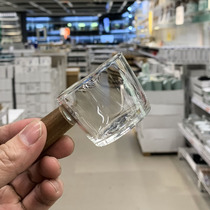 (Boss self-retained beautiful) glass wooden handle small Milk Cup mini coffee pull flower with handle heat-resistant milk jug