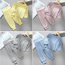 Childrens modal air-conditioning clothing girls autumn clothes home clothing summer male baby high waist Belly Belly underwear set pajamas