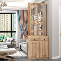 Entry screen living room new Chinese style hollow partition cabinet decoration shelf solid wood modern simple entrance hall cabinet