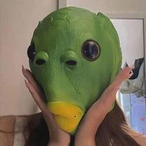 Shake sound green head fish head mask cute funny sand fish head strange green fish net red full face tasteless