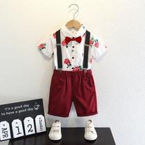 Childrens suit suit suit boys flower shirt short sleeve summer flower girl dress Korean version of foreign style boy baby dress