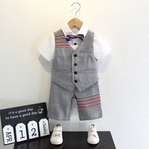 Childrens suit suit suit boy handsome British wind flower dress short sleeve foreign boy baby dress summer