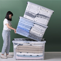 Jutianlong transparent plastic household extra-large storage box thickened finishing box moving home with pulley clothes storage box