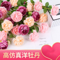 Simulation of foreign peony wedding plastic bouquet simulation fake peony flower European silk flower wedding arrangement props