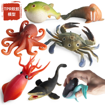 TPR simulation marine animal model children soft gum puffer fish octopus shark pinch decompression venting toys
