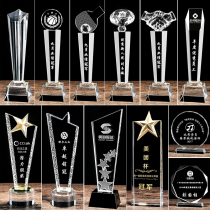 Annual meeting crystal trophy medals customized thumbs authorized card basket football five-pointed star lettering excellent staff
