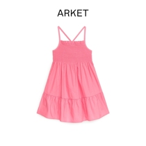  ARKET GIRLS COTTON SUSPENDER Pleated Dress Pink 2021 summer new product 0845742003