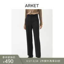 ARKET womens wool blend loose low waist trousers suit pants black 2021 Autumn New 0926396001