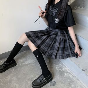 Micro Black Sailor - JK #孤城闭 # Genuine Brand Original JK Uniform Pleated Skirt Short Skirt Student Grid Skirt Half-body Skirt School bhiner lolita fashion