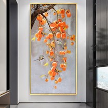 Hand-painted Nordic luxury modern landscape persimmon flower abstract porch decorative painting aisle restaurant oil painting into the living room