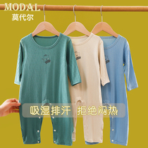 Baby Spring Summer Thin conjoined clothes Modale baby Home Suits Long Sleeves Pyjamas Air Conditioning Suit No Bones Khalahsuit Climbing Clothes