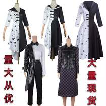 Movie 101 Loyalty Dog Black and White Witch Kuila De Ver cosplay Dress Stage Show