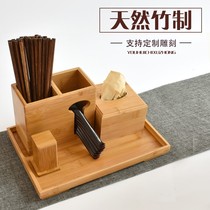  Bamboo chopsticks tube Bamboo chopsticks tube Commercial dining hall custom logo Hotel bamboo chopsticks tube chopsticks spoon storage box chopsticks-