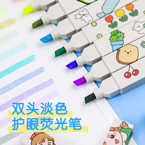 Double-headed highlighter set Morandi color soft head fluorescent marker pen Large capacity student stationery Macaron color marker pen Color focus special multi-color pen ins hand account pen
