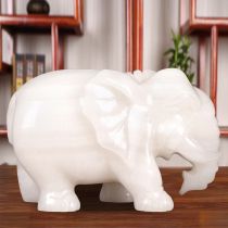 Jade Elephant A pair of ornaments Natural Afghan White Jade Elephant Living Room Office Lucky Gifts