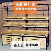 Supermarket fruit shelf display rack multifunctional fruit shelf vegetable shelf steel wood frame fruit shop wooden