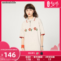 mostwantedlab national trend hand-painted flower cotton yarn POLO shirt National trend couple loose T-shirt MWTD