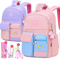 New schoolbag primary school girl girl one two three to six Grade Ultra-Light Childrens Ridge burden reduction girls shoulder backpack