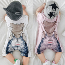 UK next kid baby jumpsuit summer baby short sleeve cotton jersey newborn summer Climbing tide