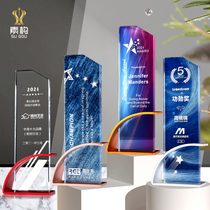New Crystal Trophy Customized Creative Colorful Trophy Medals Customized Annual Meeting Awards Team Honor Trophy Memorial