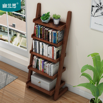 The Claustroth Full Wood Shelf Creative Flower Shelf Modern Minima Floor Leaning Against Wall Trapezoidal Bedside Shelve Shelf Storage Cabinet