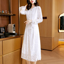 Chronicle Chic 2022 Spring new embroidered lbs real silk long sleeves womens dress high-end gas texture Mom clothes