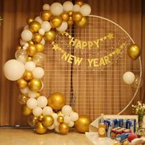 New wedding iron round grid screen forest series wedding stage layout background balloon arch decoration ornaments