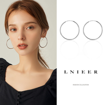  925 sterling silver large circle circle earrings female Korean plain circle net red European and American exaggerated temperament ring earrings atmosphere