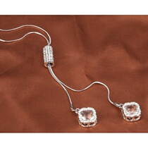 Four-leaf clover decorative crystal necklace Korean sweater chain Spring and summer hundred collocation decoration long fashion clothes pendant jewelry