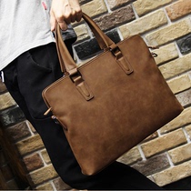 Hong Kong I Tgreg mens bag Korean version of Crazy Horse leather Hand bag business shoulder bag male briefcase crossbody computer bag