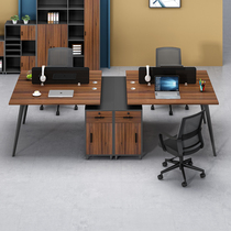 Staff desk two artificial seats table and chair combination simple modern office furniture 4 6 staff card holders