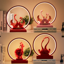 Wedding lamp simple red dowry a pair of festive warm wedding room remote control adjustable brightness bedroom bedside lamp