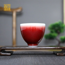 Jingdezhen Qing Dynasty official kiln high-end raw ore Lang Kiln red glaze master cup Single cup female and male teacup tea cup single cup