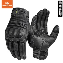  Motorcycle gloves summer motorcycle anti-fall touch screen full finger knight equipment breathable retro leather riding mens and womens models