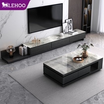 Italian rock board TV cabinet Coffee table combination Modern simple Nordic style small apartment telescopic marble floor cabinet furniture