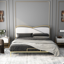 Nordic light extravagant bed Small family type main bedroom with single double bed 1 5 m 1 2m modern minimalist net red ins wind iron art bed