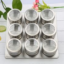 Magnetic dust-proof visible stainless steel seasoning tank Spice Sauce Bottle Seasonings Box Outdoor Barbecue Combined Suit Outdoor