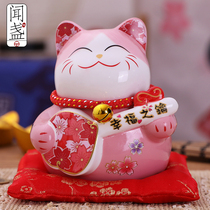 Lucky cat ornaments small cute ceramic piggy bank desk decorations Creative gifts Birthday gifts