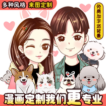 Q version cartoon cute hand drawn creative avatar character image original design Couple live photo comic customization